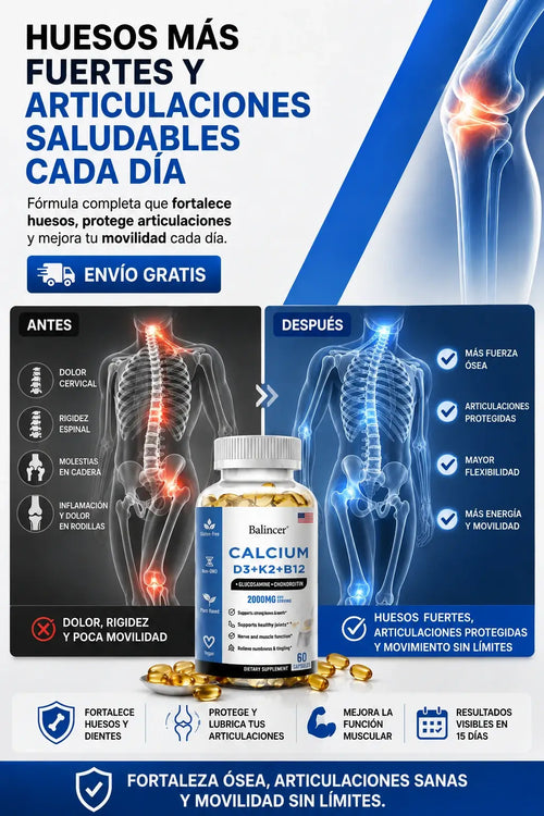 BALINCER CALCIUM D3 + K2 + B12 | 120 CÁPSULAS